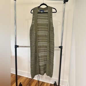 Francesca’s Long Knit Green Tank Cardigan for Layering - Blue Rain - Size M